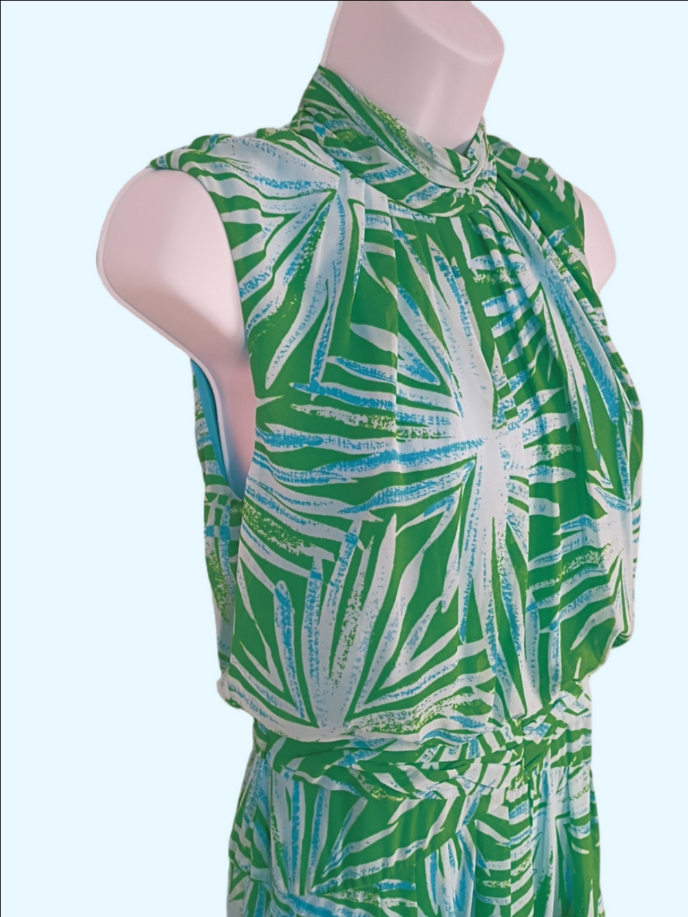 DVF  Diane Von Furstenburg Size 4 Green Palm Print Chiffon Maxi "Menon" Spring26 - Picture 6 of 15